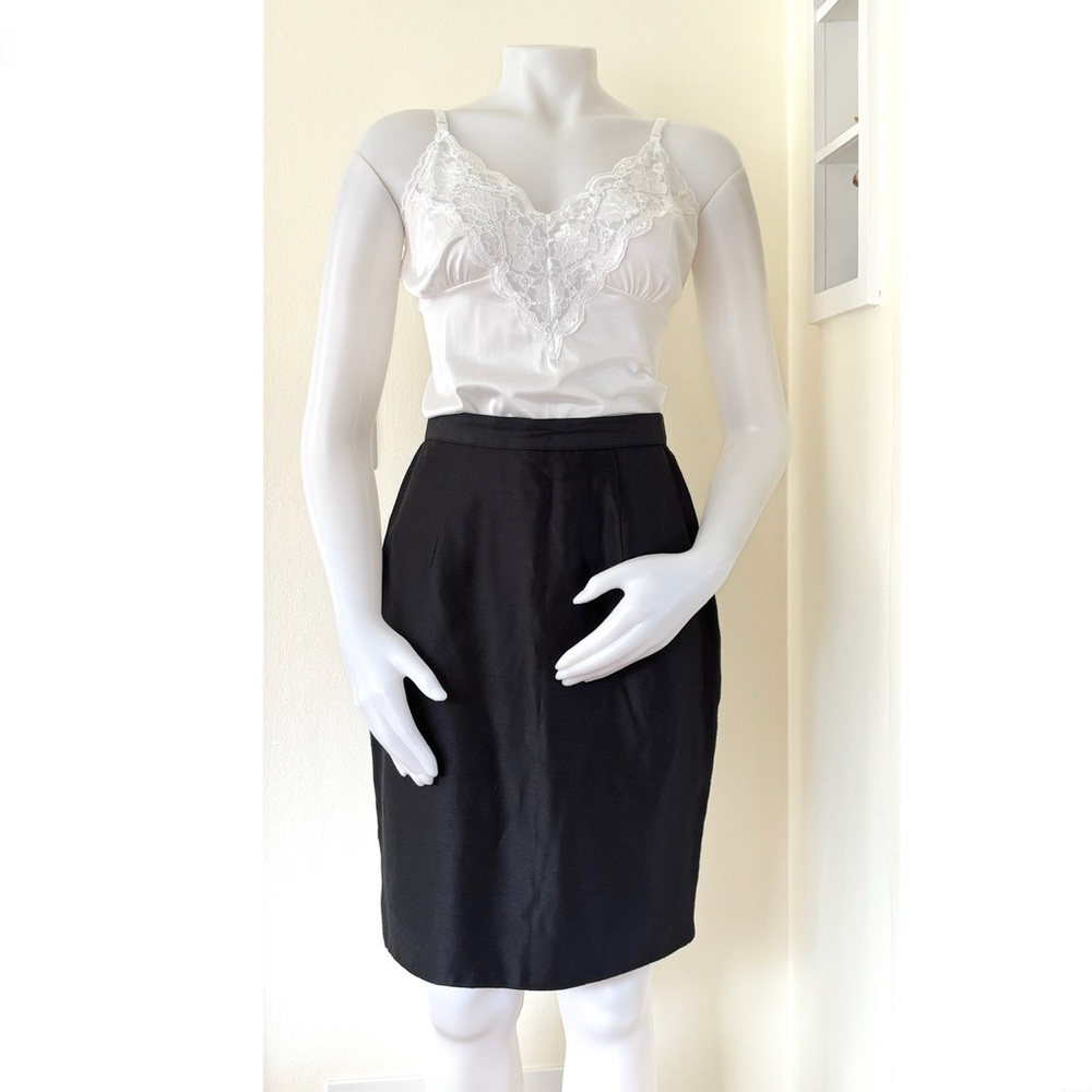 1990s Jessica McClintock black tulip midi skirt tailored volume